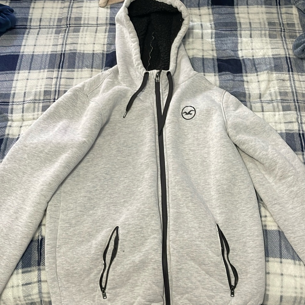 Lined hollister zip up hoodie
